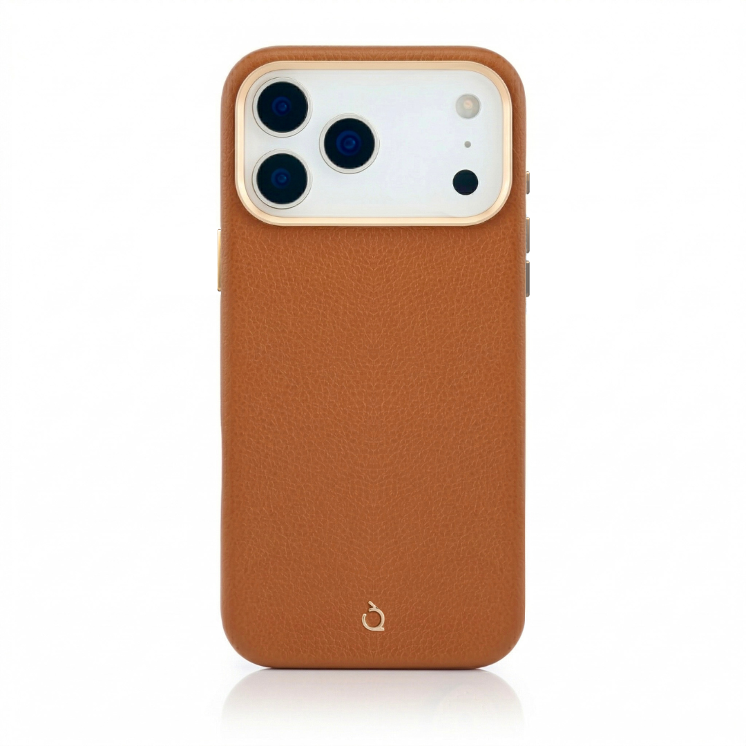 Tan brown 17 Pro Max Premium Golden Case